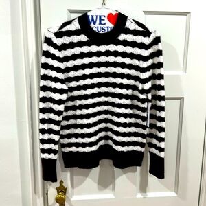 Brown and  white ladies sweater. Very comfortable.